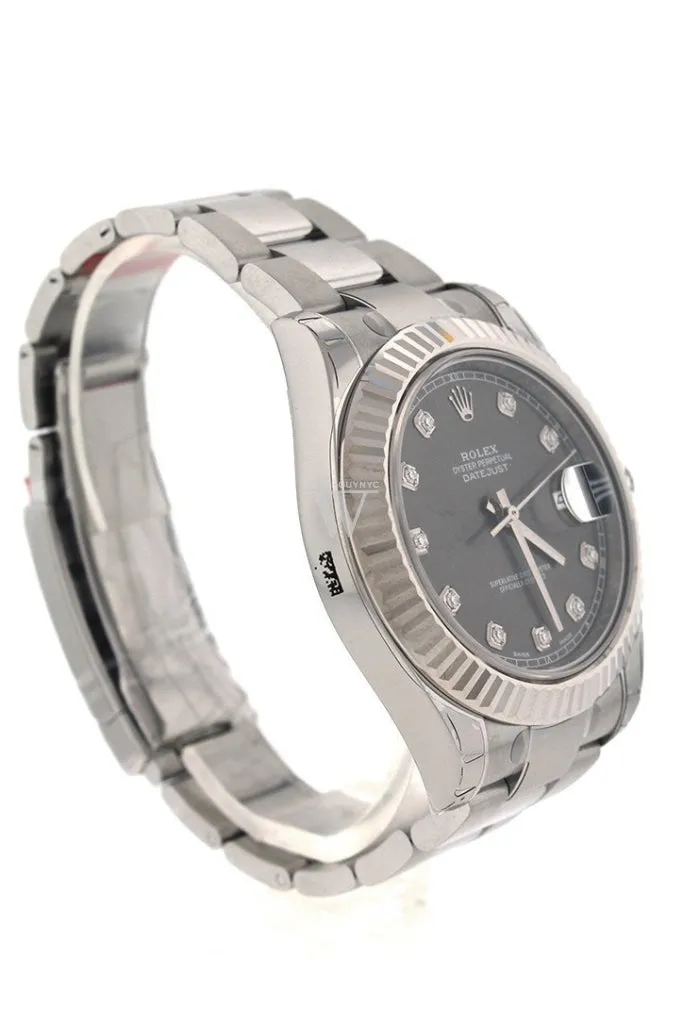 ROLEX Datejust II 41 Rhodium Diamond Dial Men's Watch 116334 Pre-owned