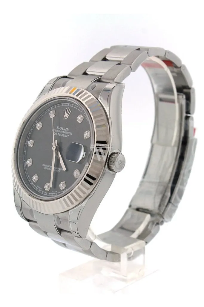 ROLEX Datejust II 41 Rhodium Diamond Dial Men's Watch 116334 Pre-owned