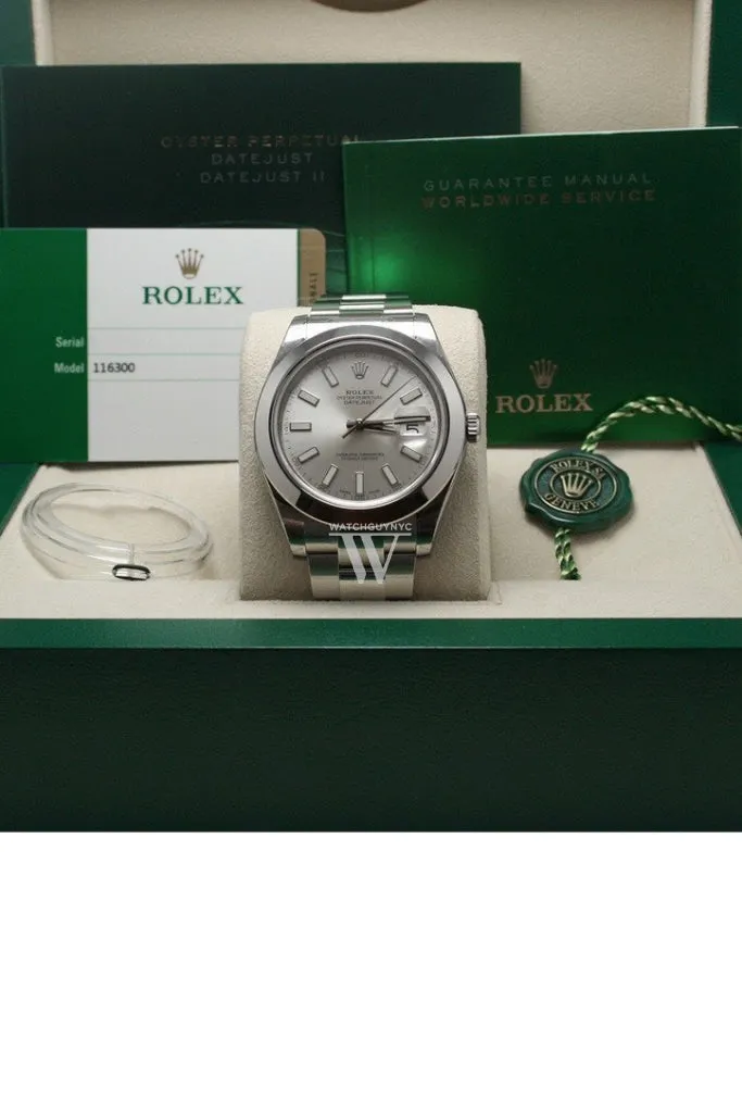ROLEX Datejust II 41 Silver Dial Steel Men's Watch 116300 Pre-owned