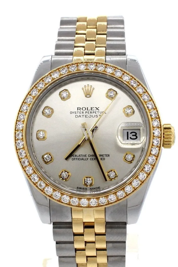 Rolex Datejust Lady 31 Silver Diamond Dial 18 Carat Yellow Gold Ladies Watch 178383 Pre-owned
