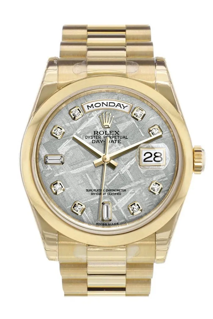 Rolex Day-Date 36 Meteorite set with Diamonds Dial President Yellow Gold Watch 118208