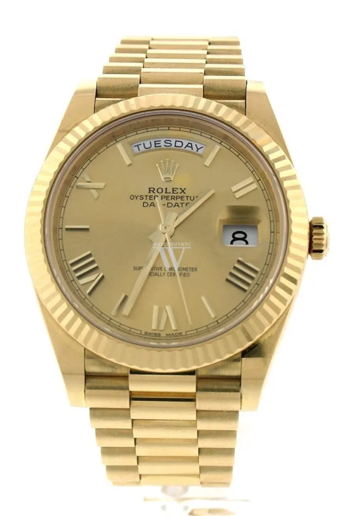 Rolex Day-Date 40 Champagne Roman Dial 18K Yellow Gold President Automatic Men's Watch 228238