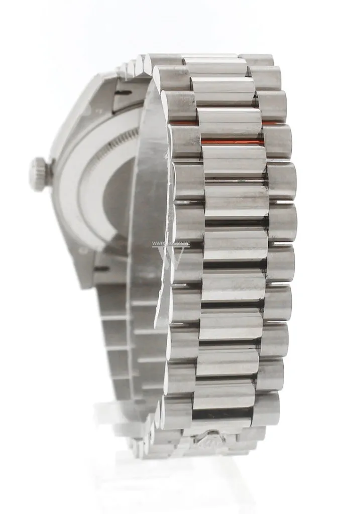 Rolex Day-Date 40 Silver Roman Dial Fluted Bezel White Gold President Automatic Men's Watch 228239 DC