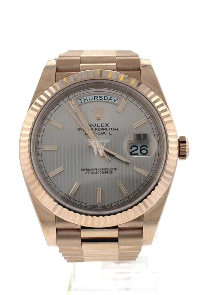 Rolex Day-Date 40 Sundust Stripe Dial 18K Everose Gold Men's Watch 228235 DC