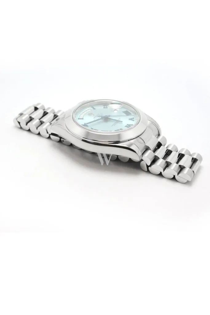 ROLEX Day-Date II 41 Ice Blue Dial Platinum President Men's Watch 218206