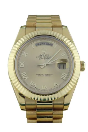 Rolex Day-Date II 41 President Champagne Roman Dial Men's Watch 218238