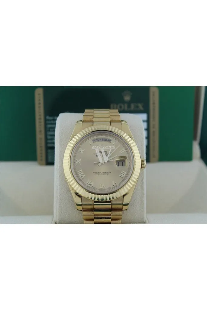 Rolex Day-Date II 41 President Champagne Roman Dial Men's Watch 218238