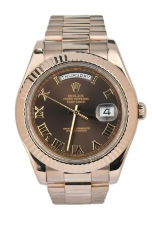 Rolex Day-Date II 41 President Chocolate Dial Rose Gold Men’s Watch 218235