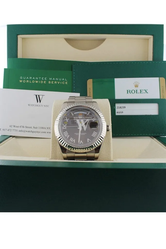 Rolex Day-Date II 41mm President White Gold Chocolate Dial Men’s Watch 218239