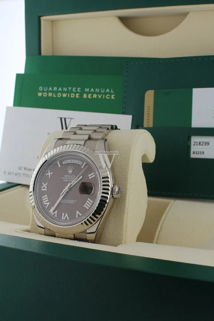 Rolex Day-Date II 41mm President White Gold Chocolate Dial Men’s Watch 218239