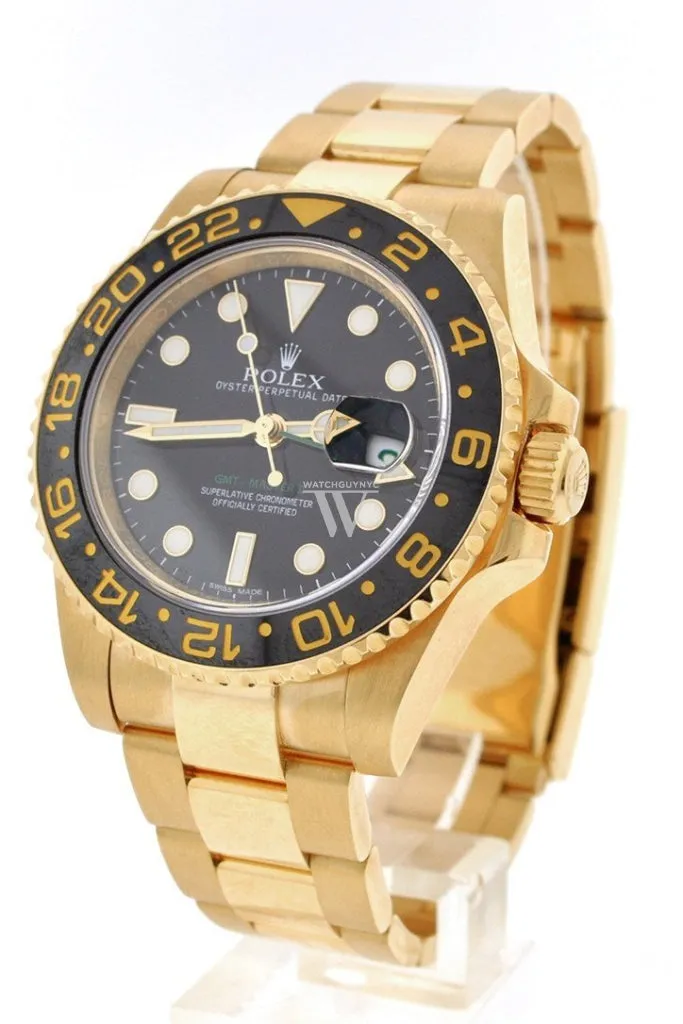 Rolex GMT Master II Black Dial Bracelet 18kt Yellow Gold Men's Watch 116718 Pre-Owned