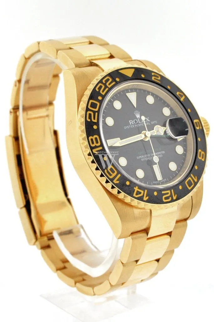 Rolex GMT Master II Black Dial Bracelet 18kt Yellow Gold Men's Watch 116718 Pre-Owned