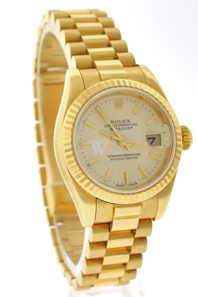 Rolex Lady-Datejust 26 Champagne Dial 18K Yellow Gold President Automatic Ladies Watch 179178 Pre-owned