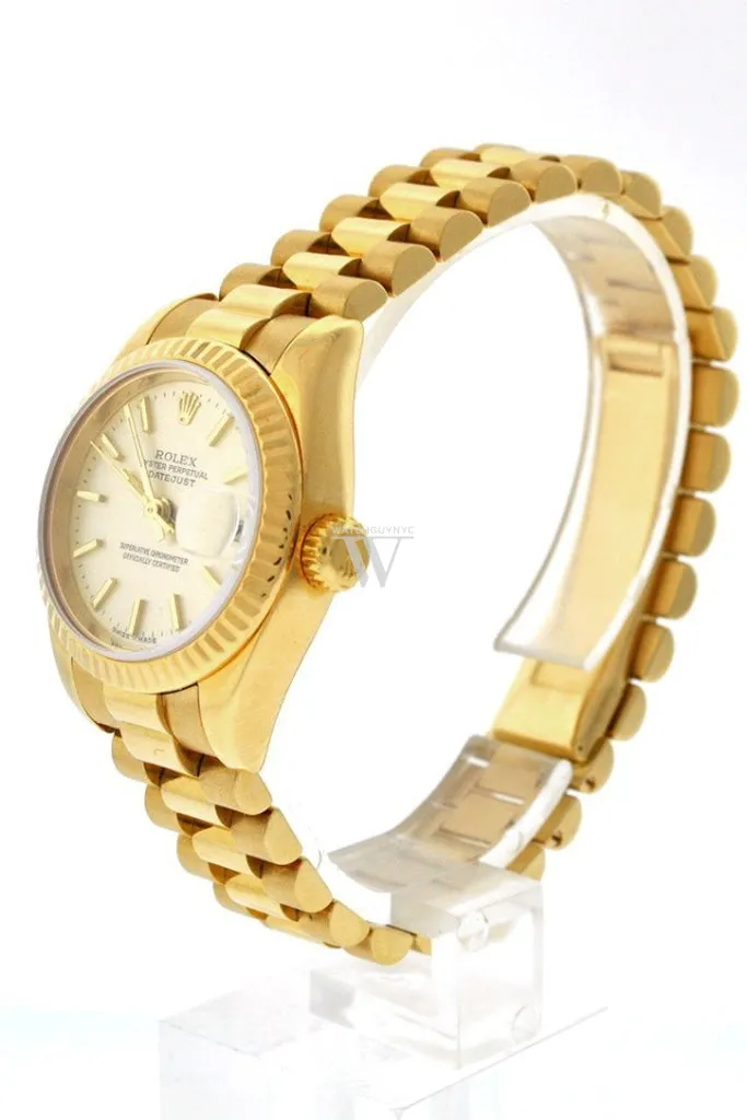 Rolex Lady-Datejust 26 Champagne Dial 18K Yellow Gold President Automatic Ladies Watch 179178 Pre-owned