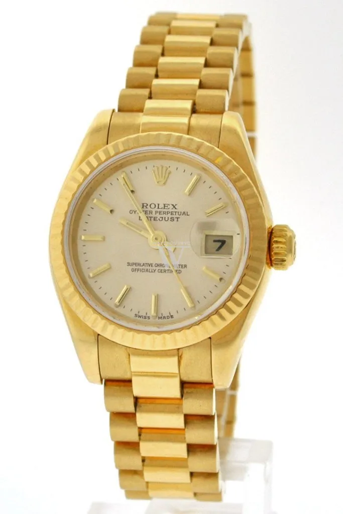 Rolex Lady-Datejust 26 Champagne Dial 18K Yellow Gold President Automatic Ladies Watch 179178 Pre-owned