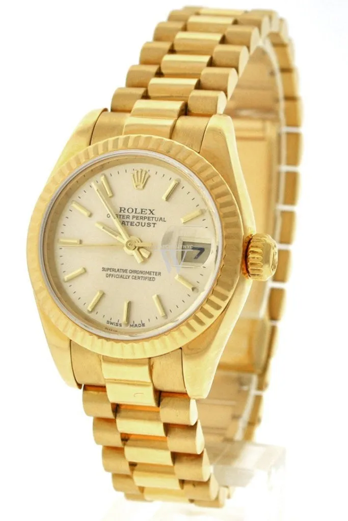 Rolex Lady-Datejust 26 Champagne Dial 18K Yellow Gold President Automatic Ladies Watch 179178 Pre-owned
