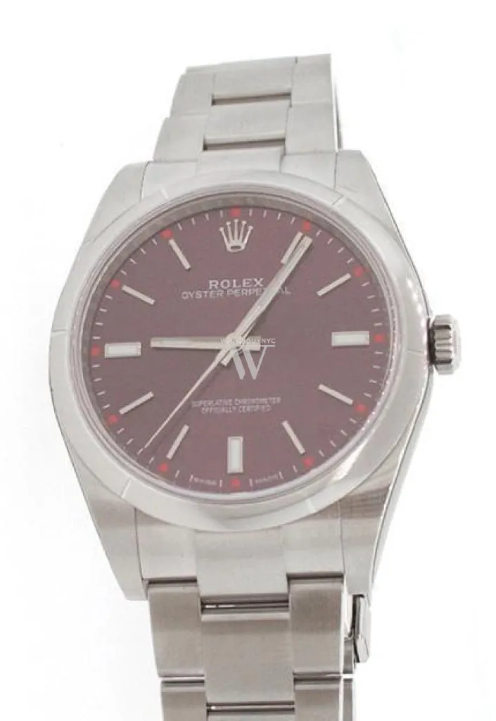 ROLEX OYSTER PERPETUAL 39 Red Grape Dial Steel Men's Watch 114300