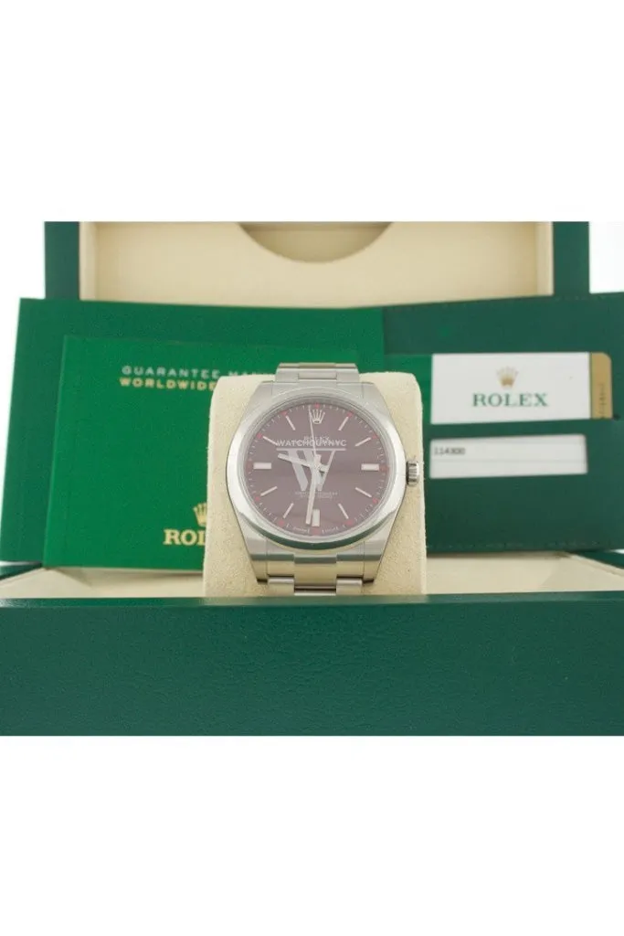 ROLEX OYSTER PERPETUAL 39 Red Grape Dial Steel Men's Watch 114300