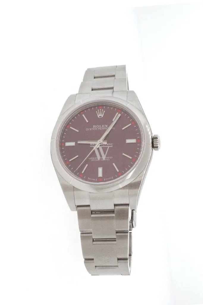 ROLEX OYSTER PERPETUAL 39 Red Grape Dial Steel Men's Watch 114300