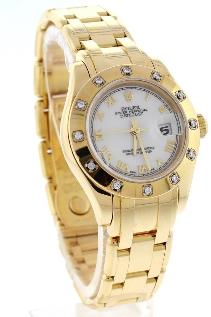 Rolex Oyster Perpetual Pearlmaster 18kt Yellow Gold Diamond Ladies Watch 80318