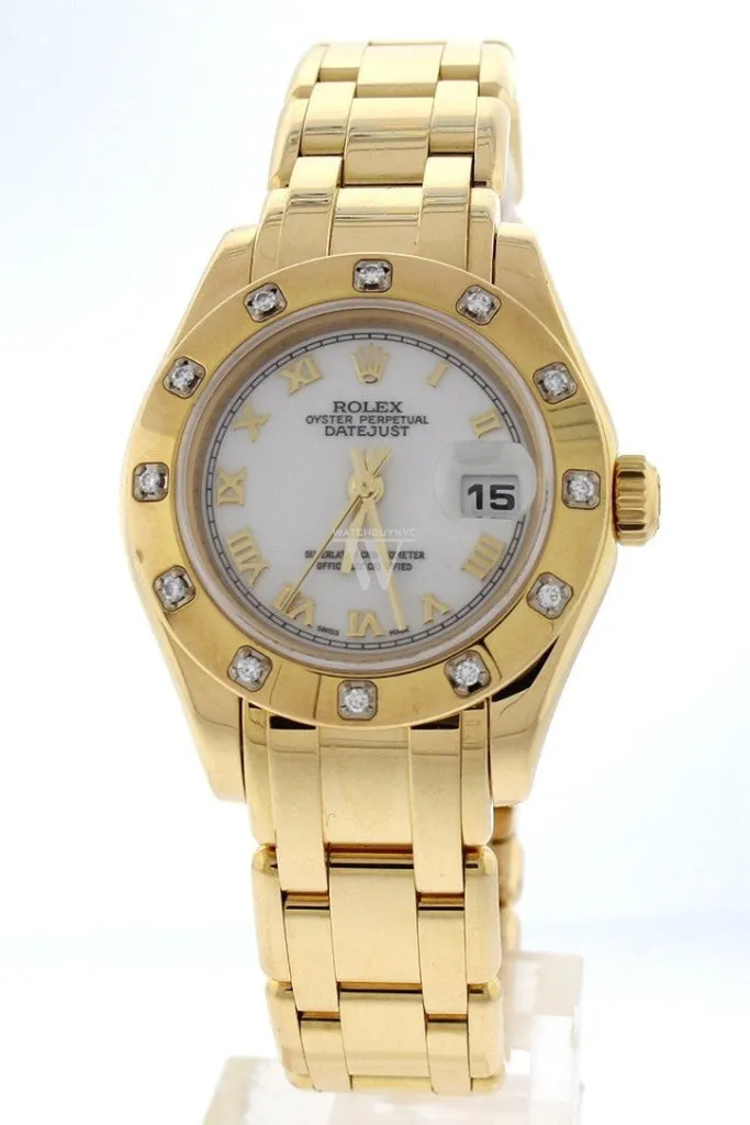 Rolex Oyster Perpetual Pearlmaster 18kt Yellow Gold Diamond Ladies Watch 80318