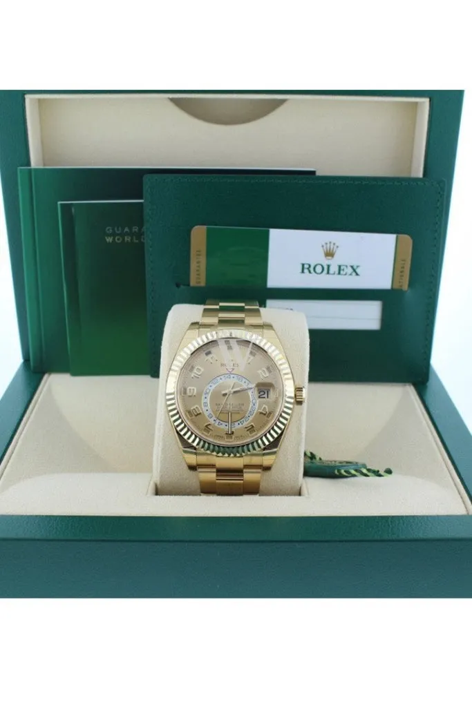 Rolex Sky-Dweller 42 Champagne Arabic Dial Yellow Gold Men's Watch 326938