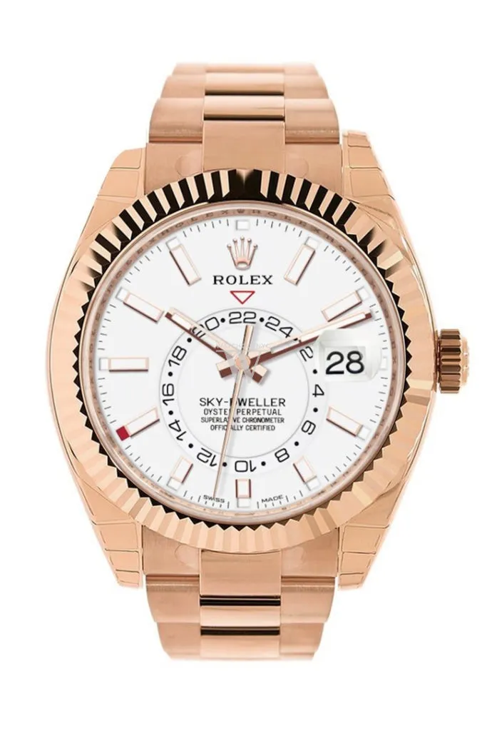 Rolex Sky Dweller White Dial 18kt Everose Gold Men's Watch 326935