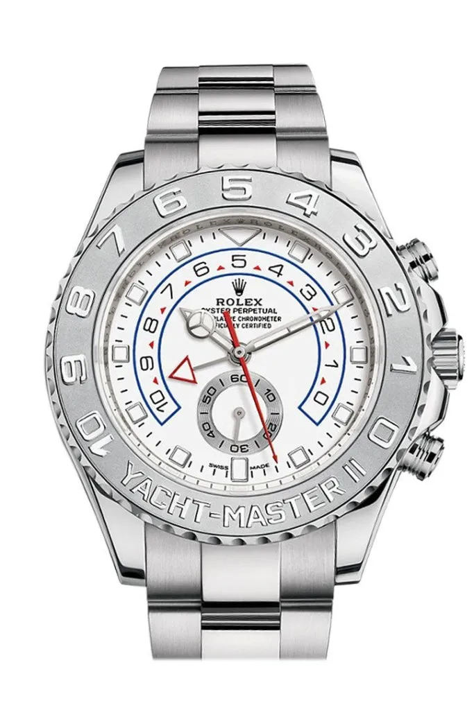 ROLEX Yacht-Master II 44 Blue Hands White Gold Mens Watch 116689