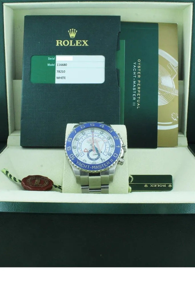 Rolex Yacht-Master II White Dial Stainless Steel Men's Watch 116680 Pre-Owend