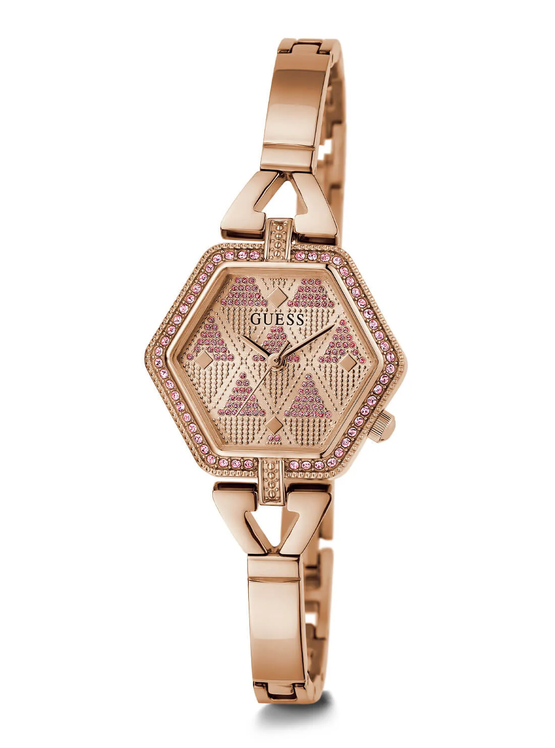 Rose Gold Audrey Glitz Hexagonal Link Watch