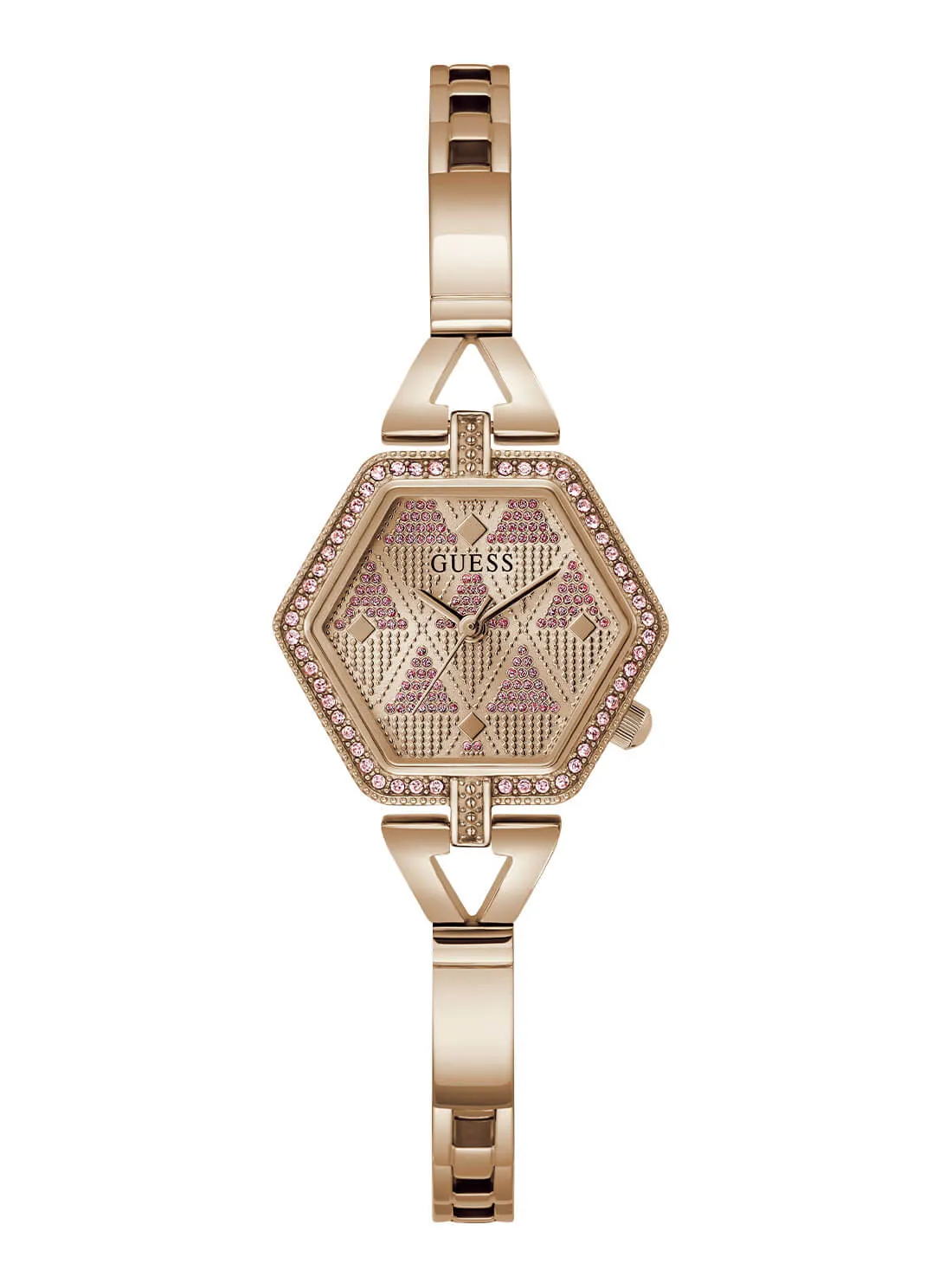 Rose Gold Audrey Glitz Hexagonal Link Watch