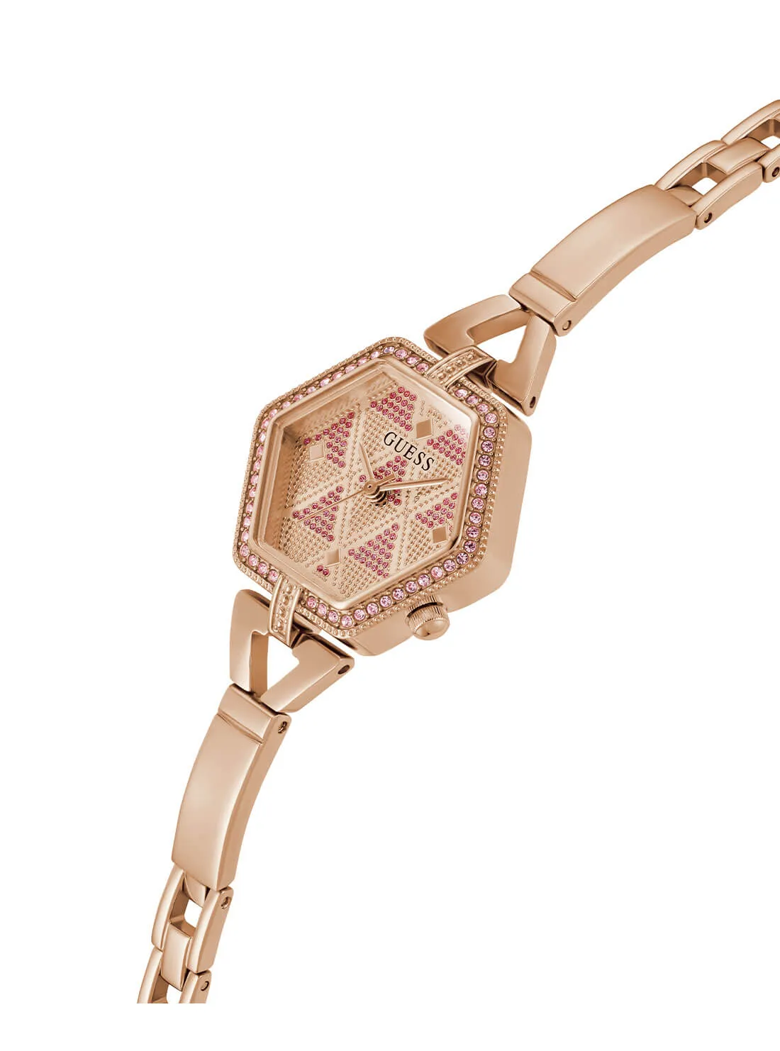 Rose Gold Audrey Glitz Hexagonal Link Watch