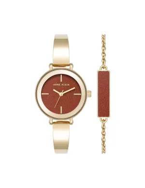 Round Gemstone Bangle Watch Set