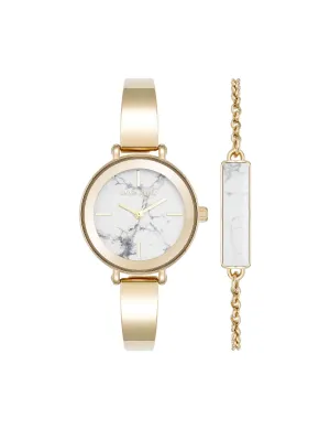 Round Gemstone Bangle Watch Set