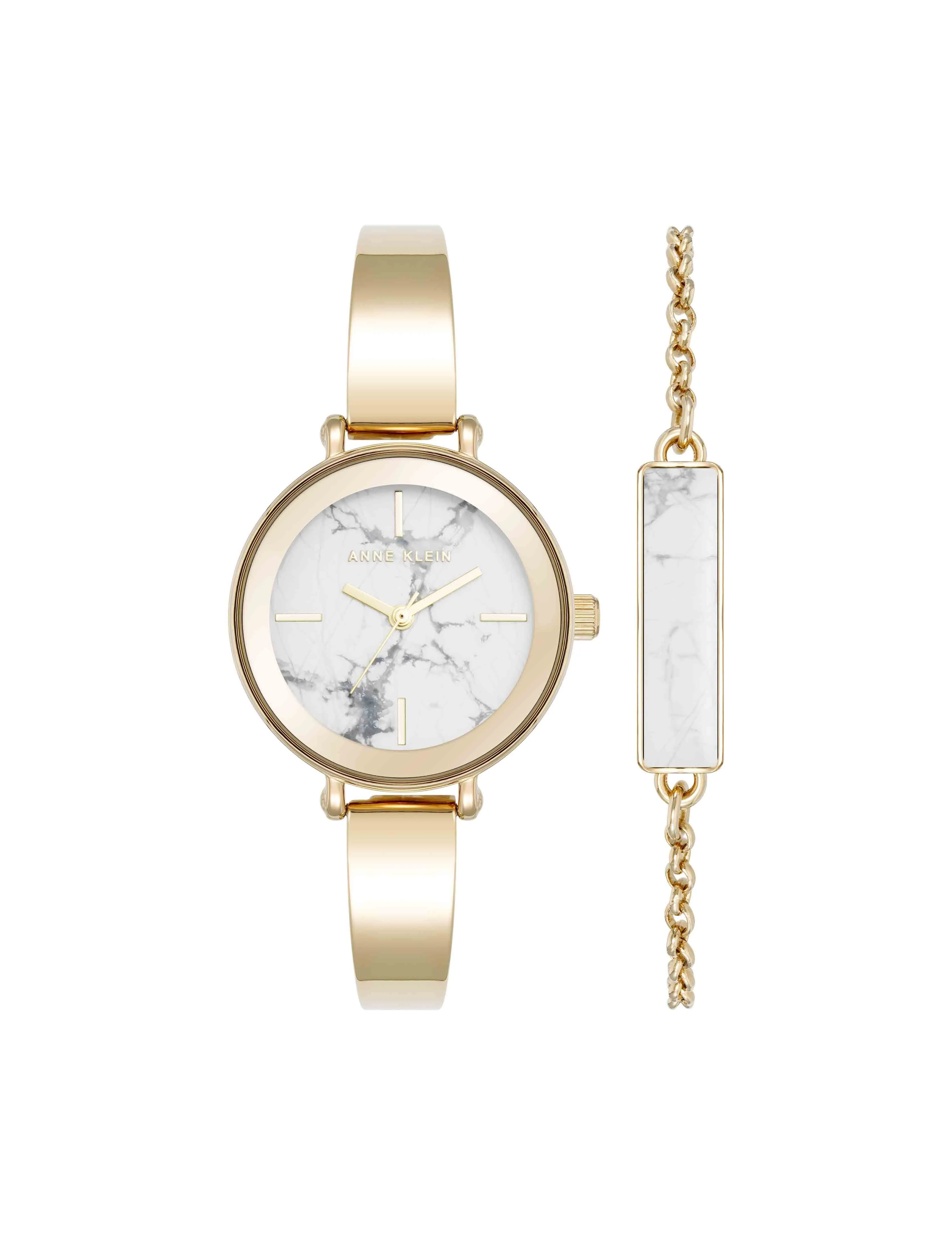 Round Gemstone Bangle Watch Set