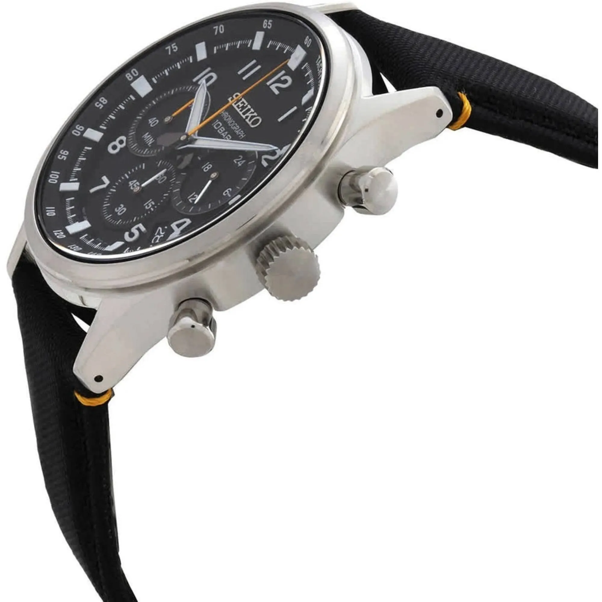 Seiko Men's Watch - Chronograph Quartz Black Dial Nylon Strap | SSB449P1