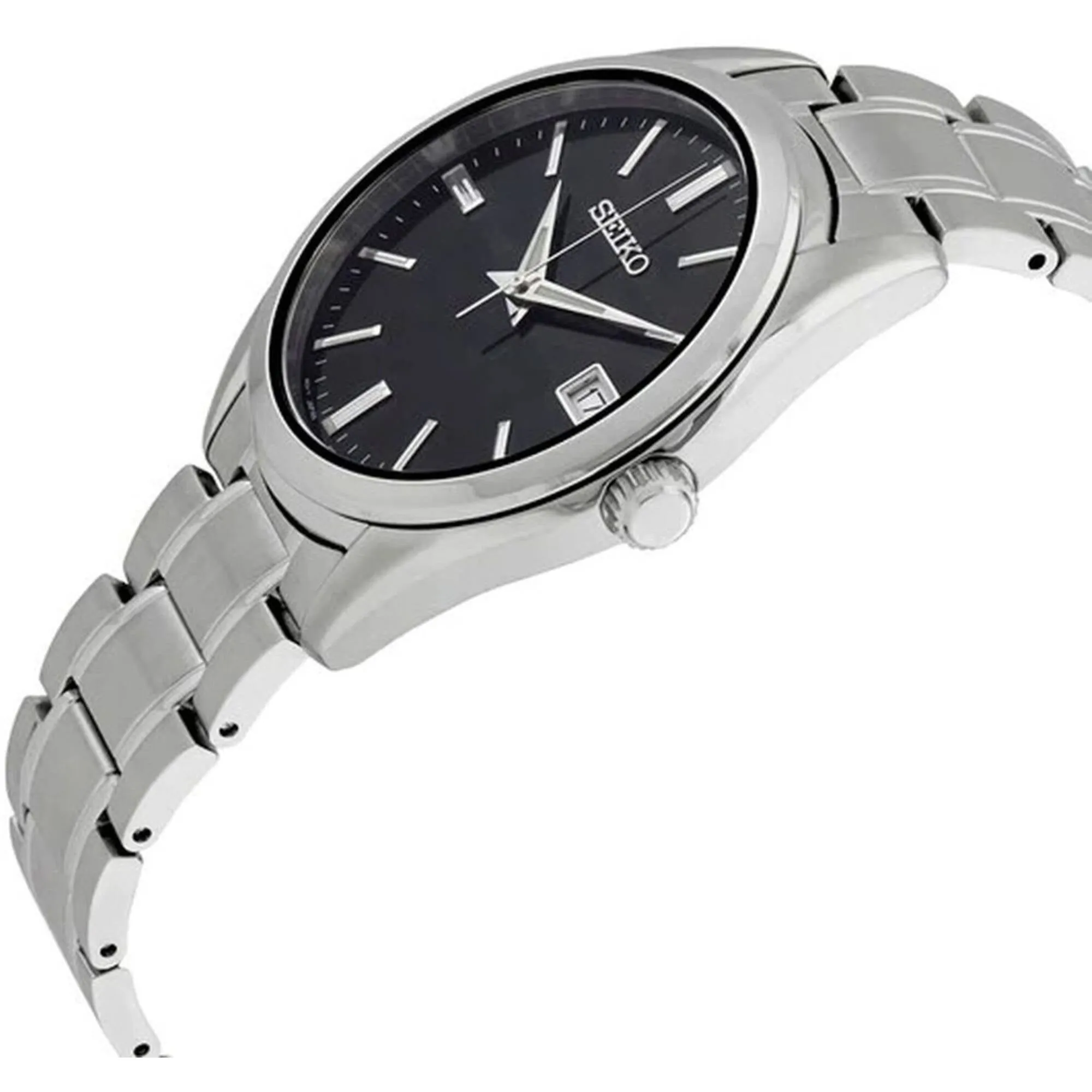 Seiko Men's Watch - Classic Quartz Black Dial Stainless Steel Bracelet | SUR311P1