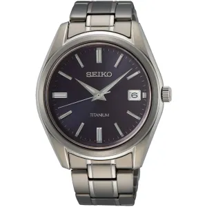 Seiko Men's Watch - Classic Quartz Dark Blue Dial Titanium Bracelet | SUR373P1
