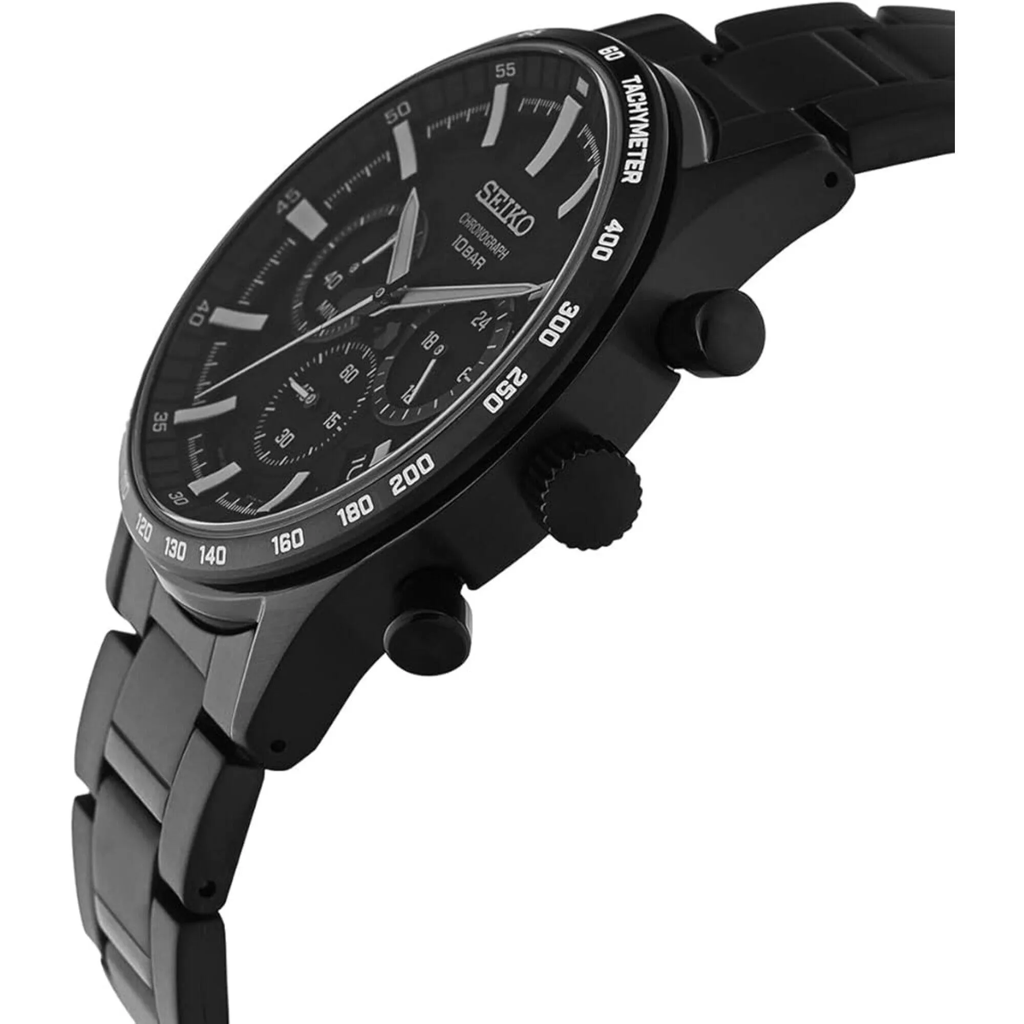 Seiko Men's Watch - Dress Chronograph Quartz Black Dial Bracelet | SSB415P1