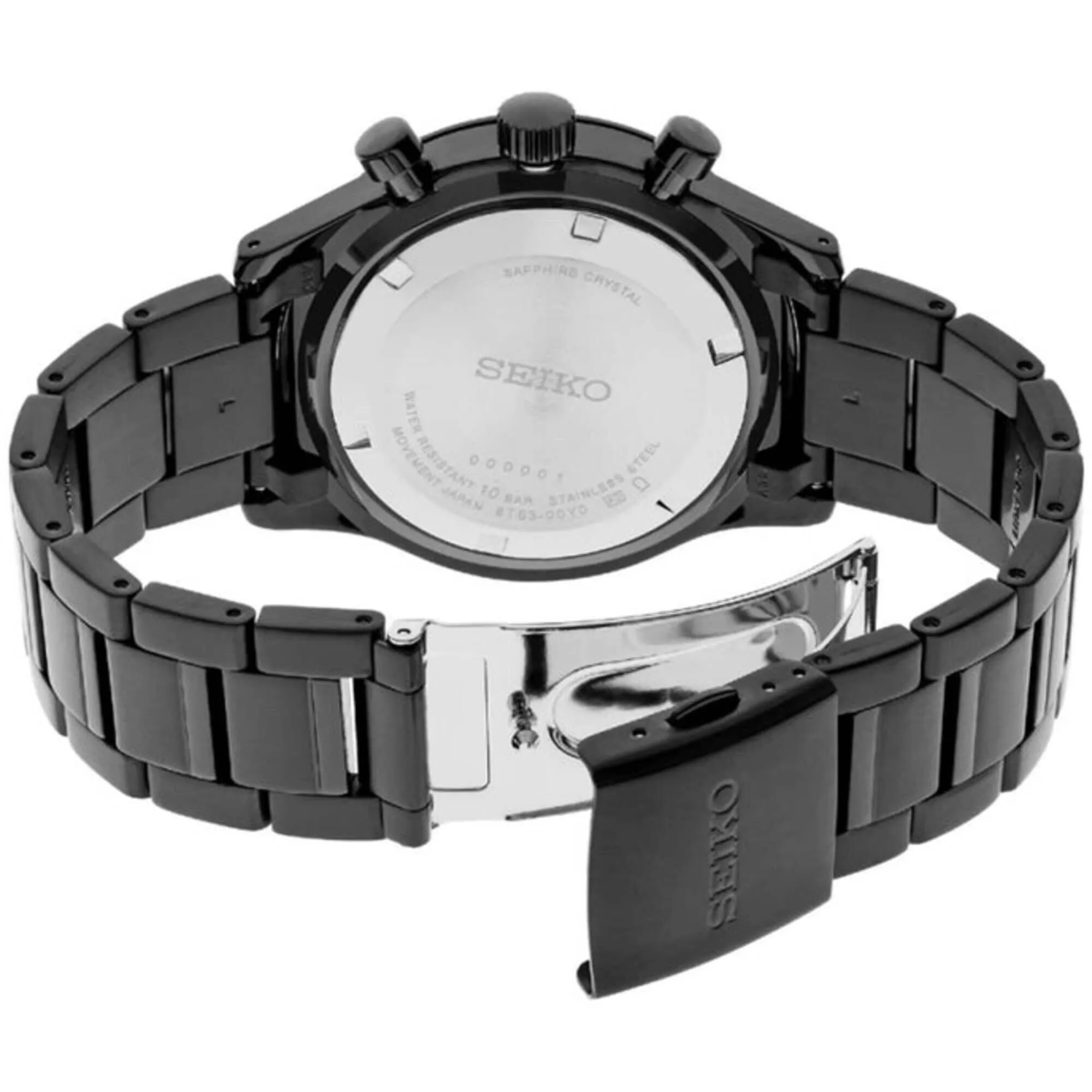 Seiko Men's Watch - Dress Chronograph Quartz Black Dial Bracelet | SSB415P1