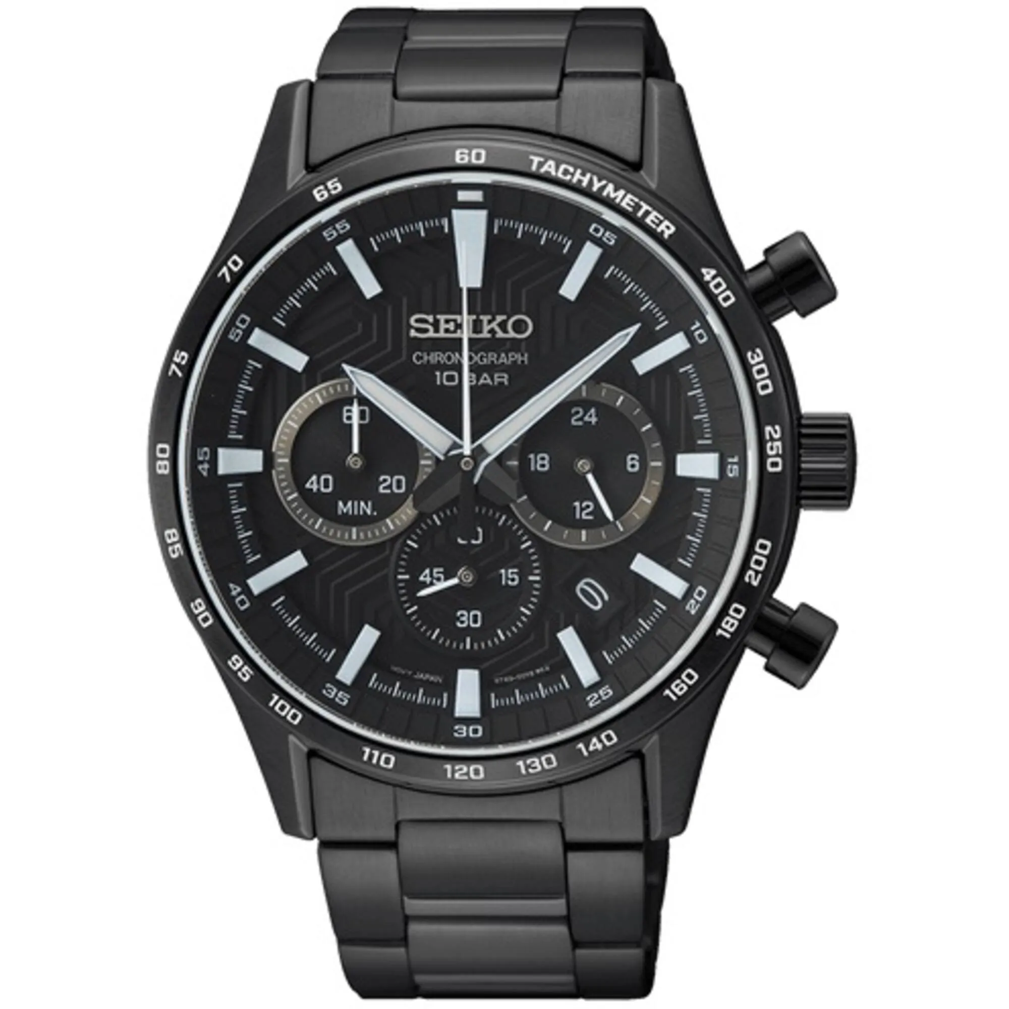 Seiko Men's Watch - Dress Chronograph Quartz Black Dial Bracelet | SSB415P1