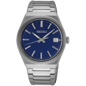 Seiko Men's Watch - Essentials Quartz Blue Dial Stainless Steel Bracelet | SUR555