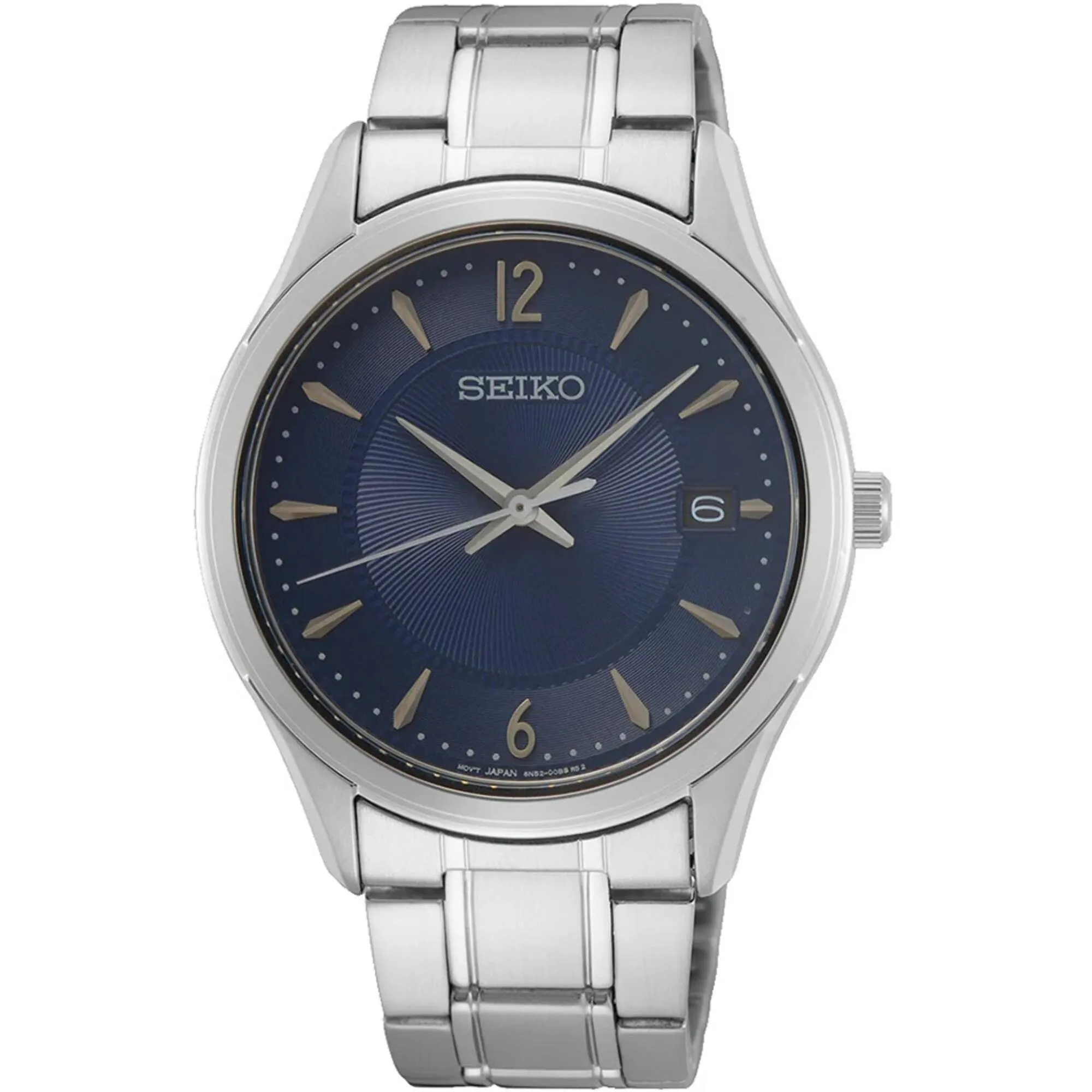 Seiko Men's Watch - Quartz Blue Dial Silver Steel Bracelet Date Display | SUR419P1