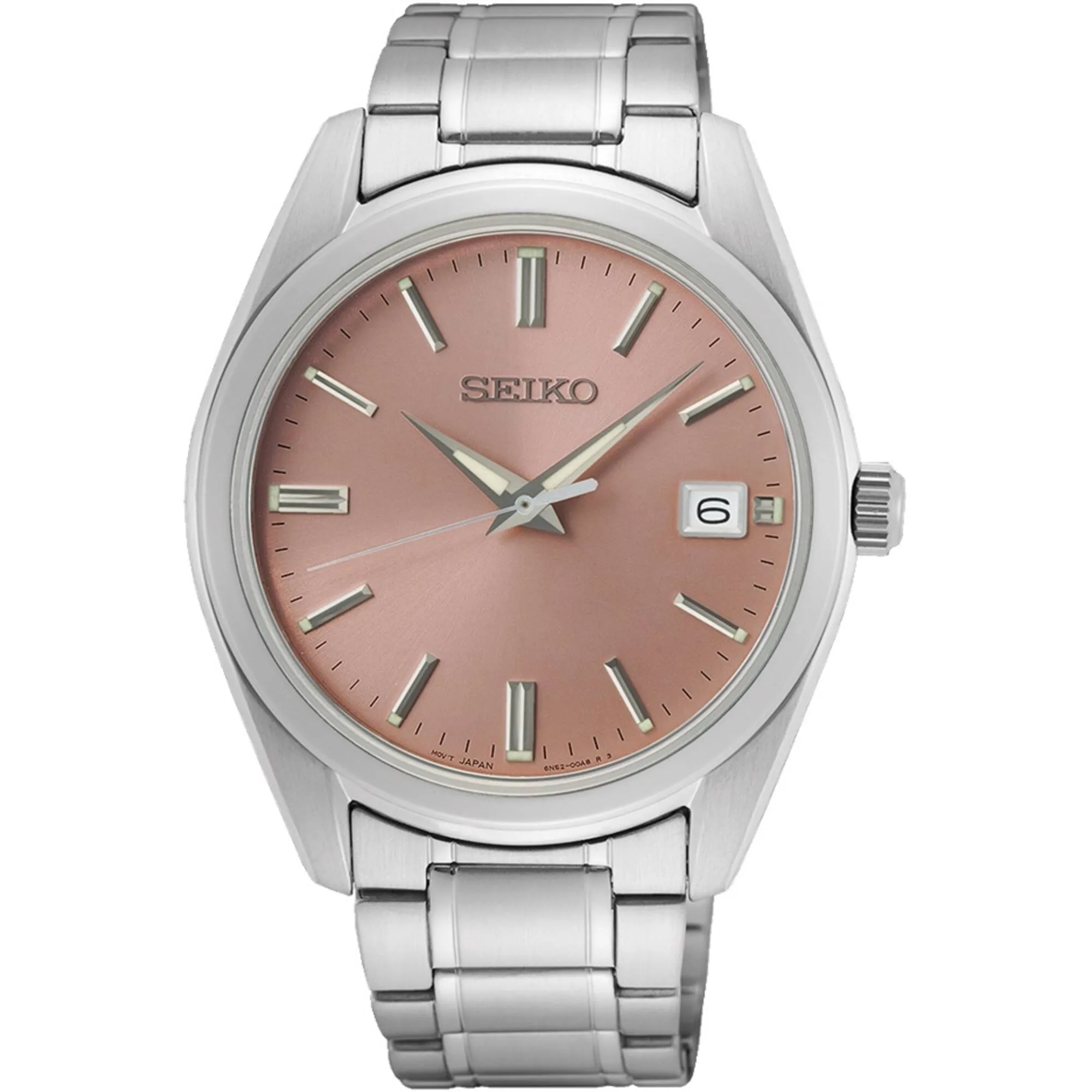 Seiko Men's Watch - Quartz Pink Dial Silver Tone Stainless Steel Bracelet | SUR523