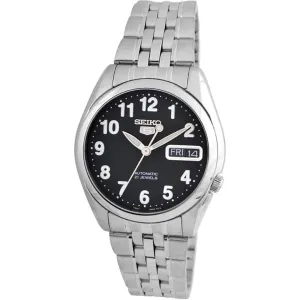 Seiko Men's Watch - Seiko 5 Automatic Black Dial Stainless Steel Bracelet | SNK381