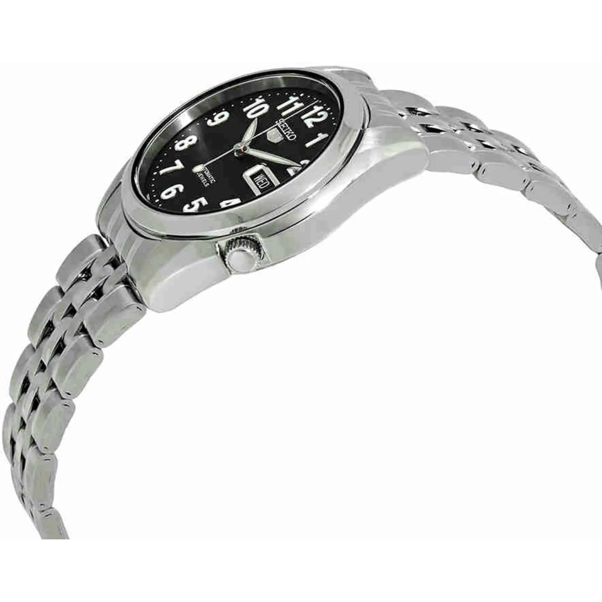 Seiko Men's Watch - Seiko 5 Automatic Black Dial Stainless Steel Bracelet | SNK381