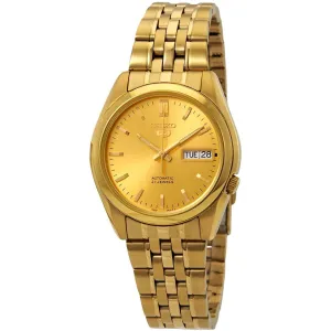 Seiko Men's Watch - Seiko 5 Automatic Power Reserve Gold Tone Dial Bracelet | SNK366