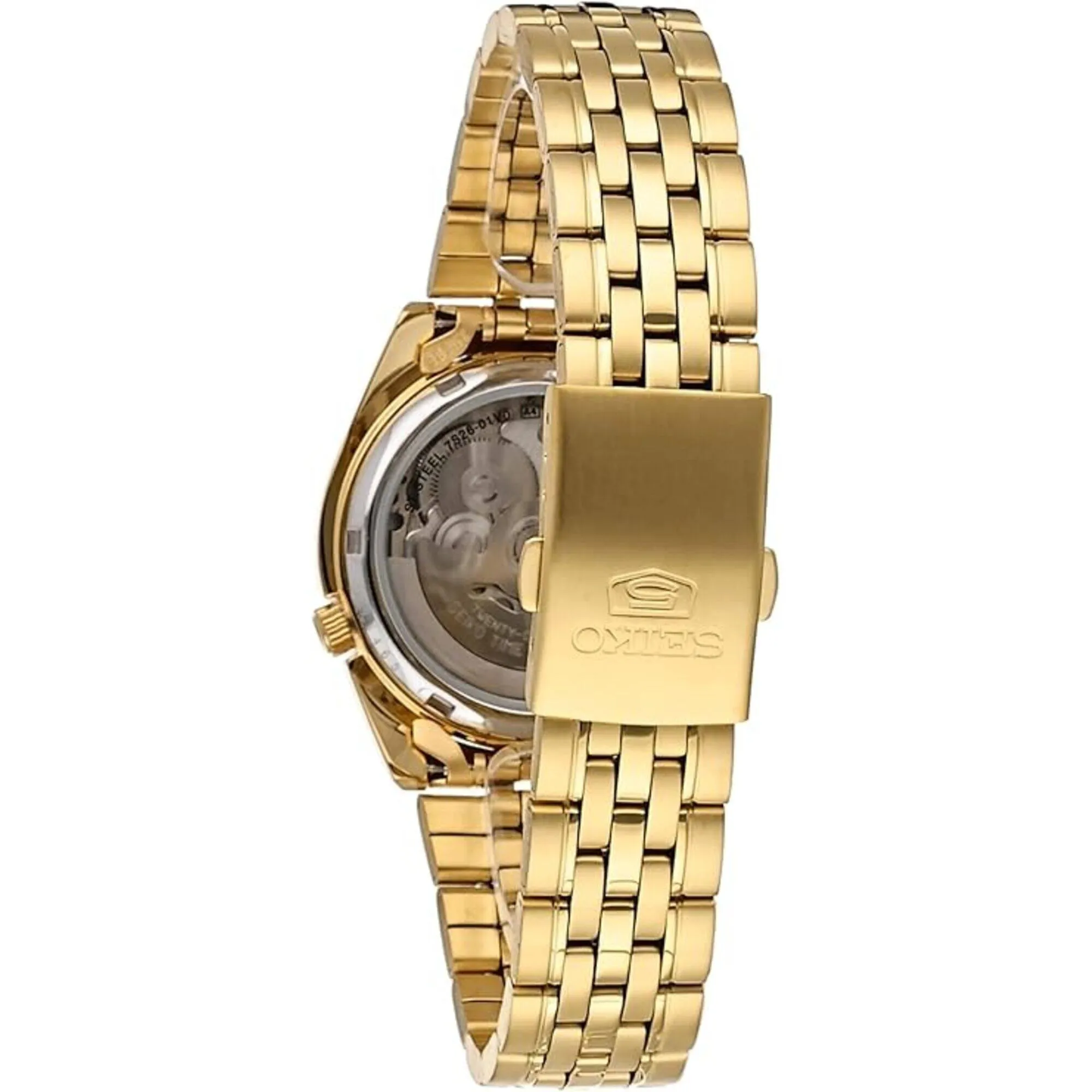 Seiko Men's Watch - Seiko 5 Automatic Power Reserve Gold Tone Dial Bracelet | SNK366