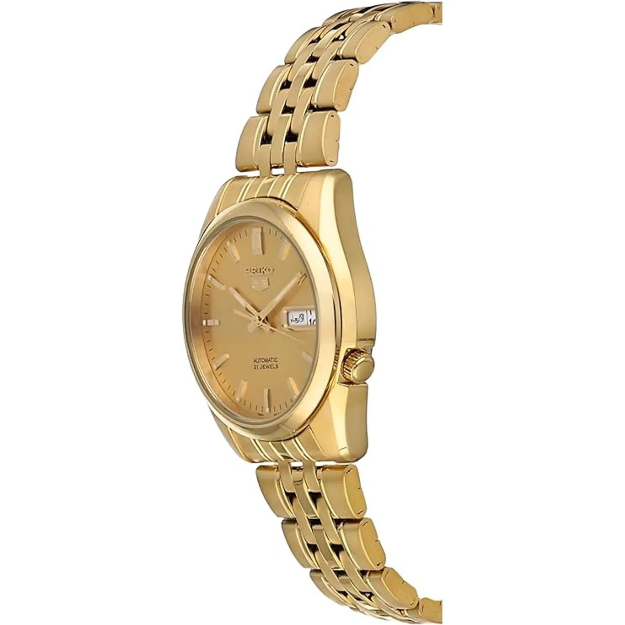 Seiko Men's Watch - Seiko 5 Automatic Power Reserve Gold Tone Dial Bracelet | SNK366
