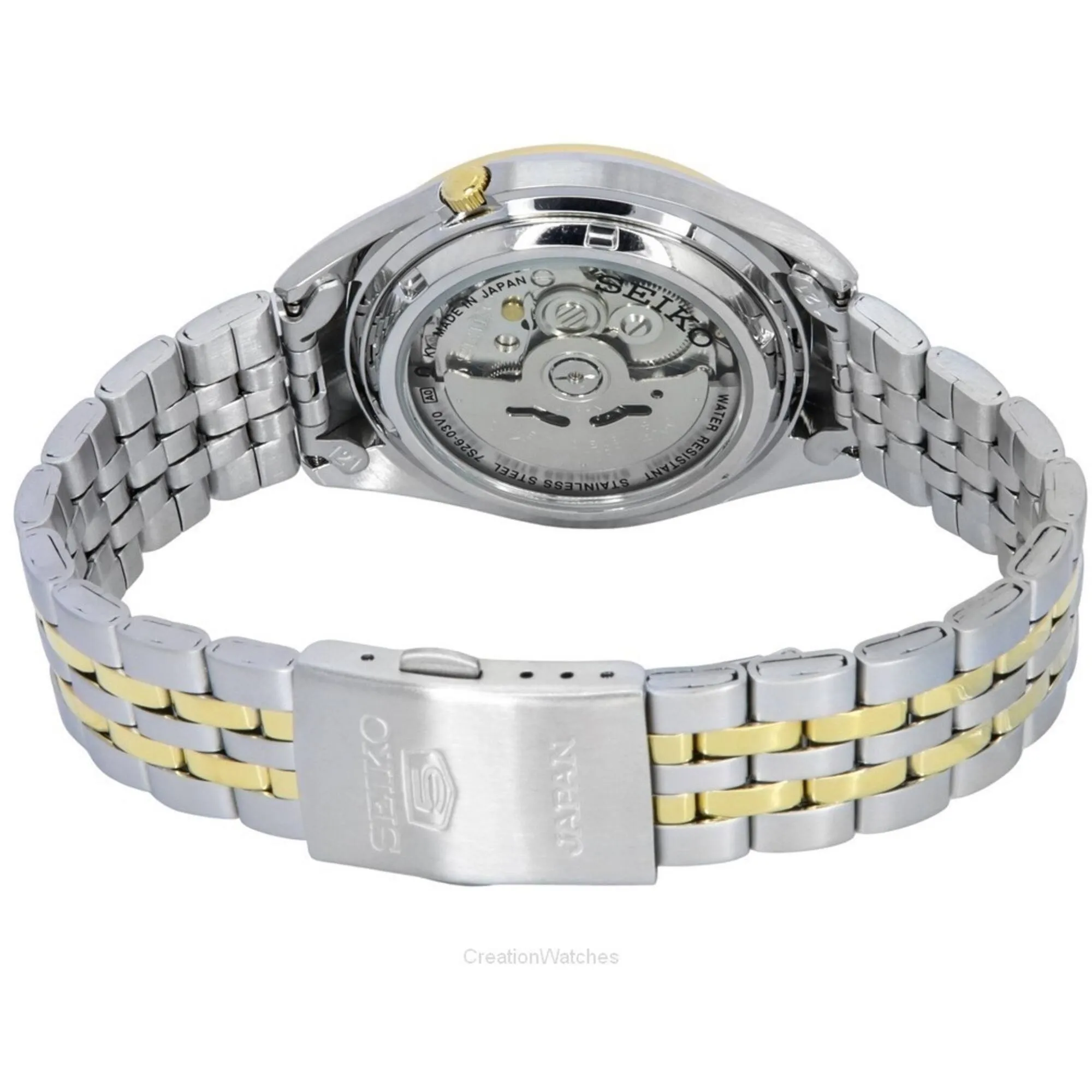 Seiko Men's Watch - Seiko 5 Automatic White Dial Two Tone Bracelet | SNKL36J1